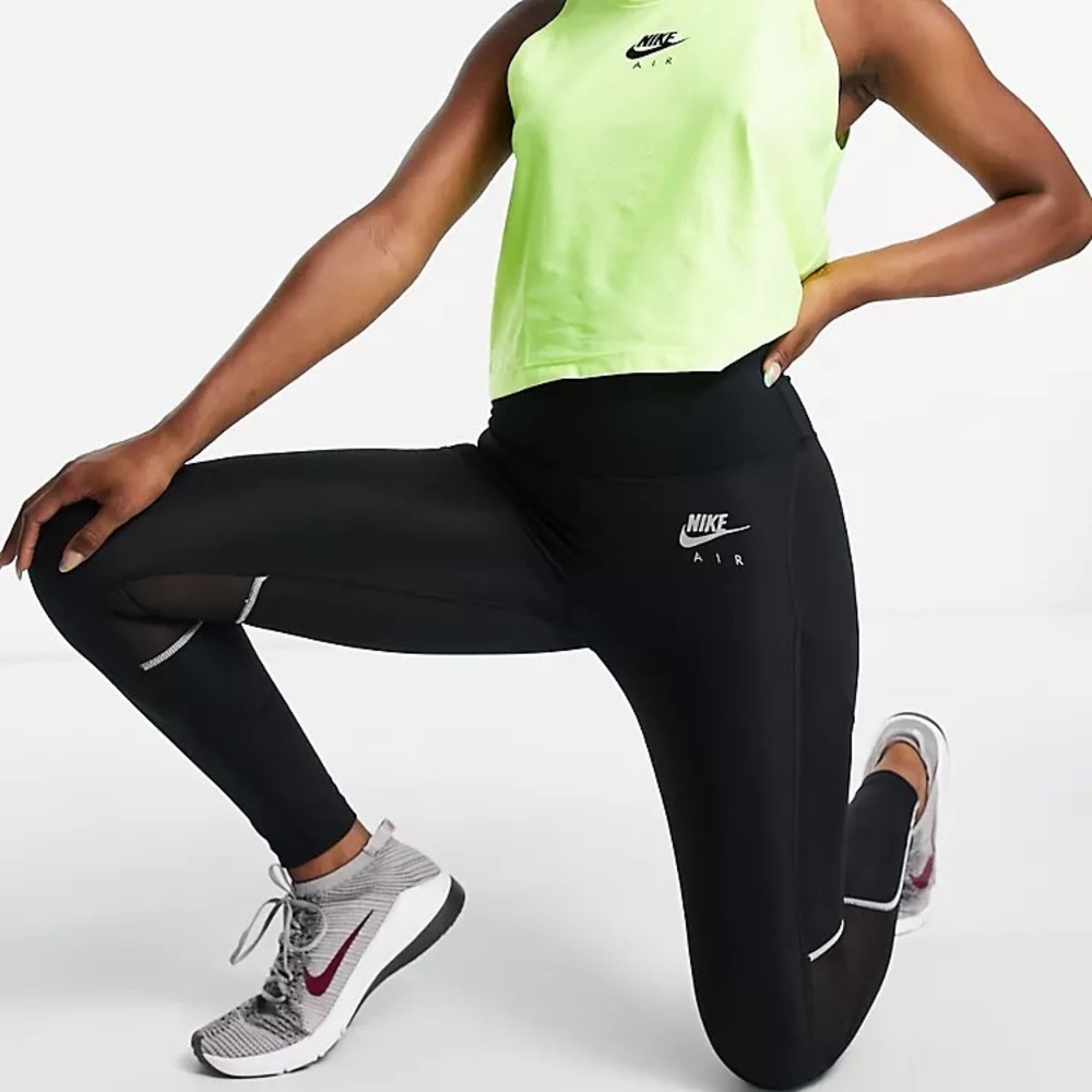 NWT Nike Dri-FIT Fast Leggings High Rise 7/8 Length Black Size M